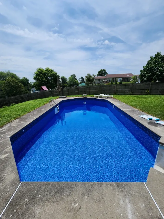 Custom vinyl pool liner installation in East Tennessee — finished view