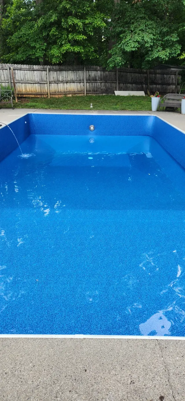 Rectangular vinyl liner pool installation in East Tennessee — finished install