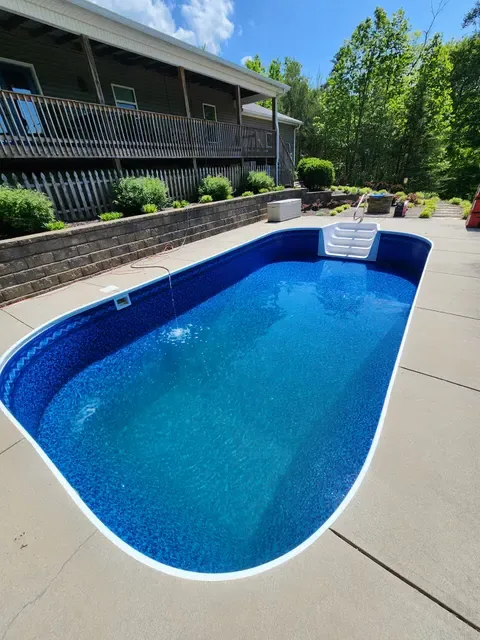 New vinyl pool liner during first fill in East Tennessee