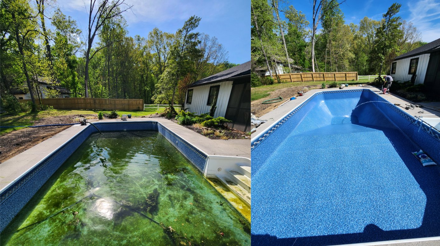 Before and after — Knoxville vinyl liner replacement